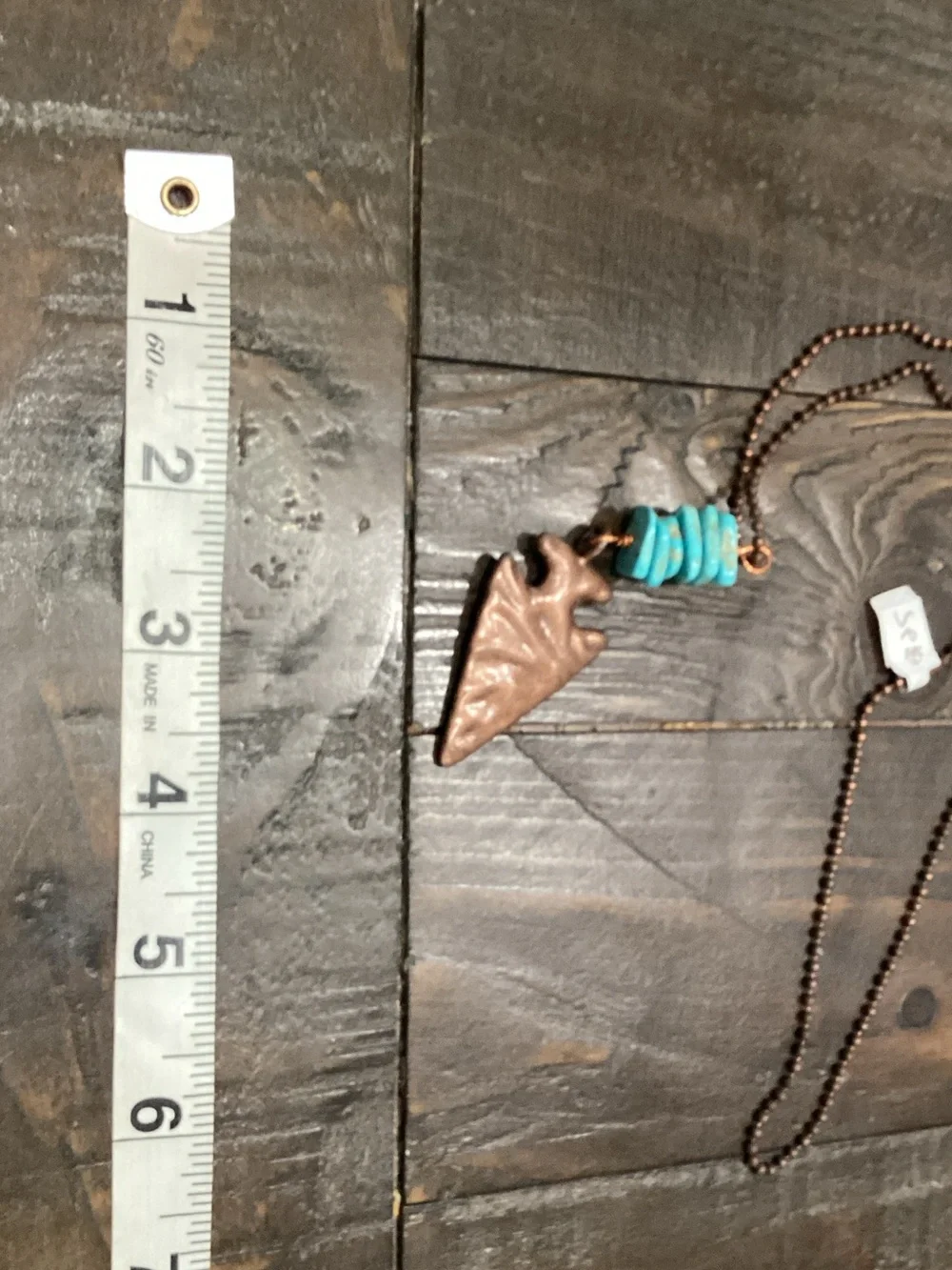 Copper‎ Arrowhead Necklace with Turquoise Beads